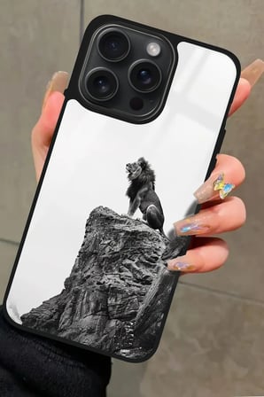 Apple iPhone 13 Pro Max Uyumlu Aslan Tasarımlı Parlak Silikon Kılıf