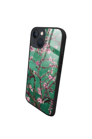 Apple iPhone 14 Plus Uyumlu Darbeye Dayanıklı Van Gogh Yeşil Ağaç Tablo Tasarımlı Parlak Silikon Kılıf