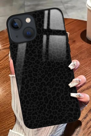 Apple iPhone 14 Plus Uyumlu Darbeye Dayanıklı Leopar Tasarımlı Parlak Silikon Kılıf