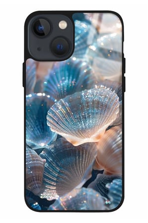 Apple iPhone 14 Plus Uyumlu Darbeye Dayanıklı Simli Deniz Kabuk Tasarımlı Parlak Silikon Kılıf