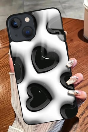 Apple iPhone 14 Plus Uyumlu Darbeye Dayanıklı Kalp Tasarımlı Parlak Silikon Kılıf