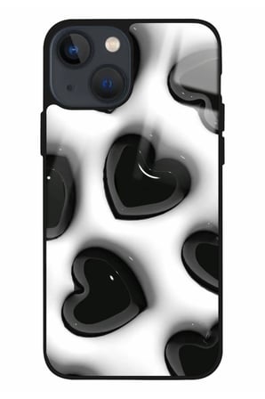 Apple iPhone 14 Plus Uyumlu Darbeye Dayanıklı Kalp Tasarımlı Parlak Silikon Kılıf