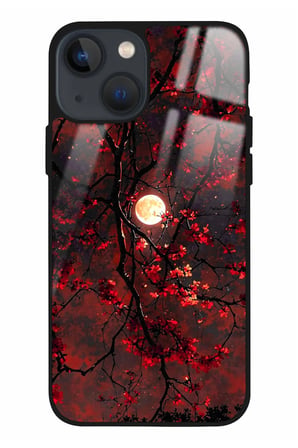 Apple iPhone 14 Plus Uyumlu Darbeye Dayanıklı Kırmızı Manzara Tasarımlı Parlak Silikon Kılıf