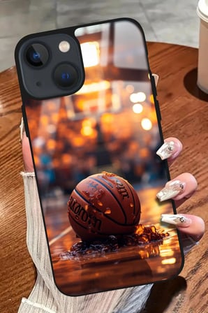 Apple iPhone 14 Plus Uyumlu Darbeye Dayanıklı Basketbol Tasarımlı Parlak Silikon Kılıf