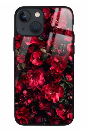 Apple iPhone 14 Plus Uyumlu Darbeye Dayanıklı Kırmızı Çiçek Tasarımlı Parlak Silikon Kılıf