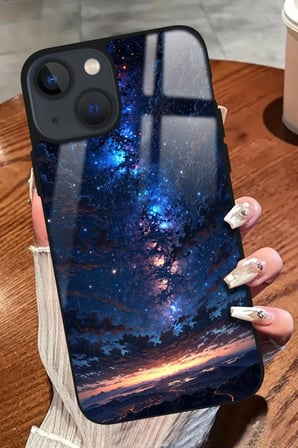 Apple iPhone 14 Plus Uyumlu Darbeye Dayanıklı Soyut Sanat Tasarımlı Parlak Silikon Kılıf
