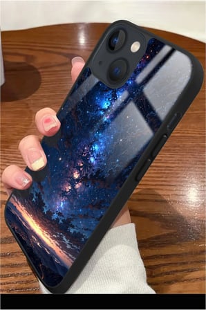 Apple iPhone 14 Plus Uyumlu Darbeye Dayanıklı Soyut Sanat Tasarımlı Parlak Silikon Kılıf