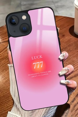 Apple iPhone 14 Plus Uyumlu Darbeye Dayanıklı 777 Yazılı Parlak Silikon Kılıf