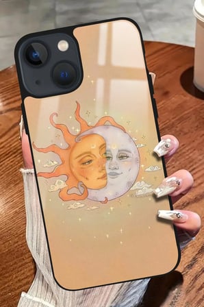Apple iPhone 14 Plus Uyumlu Darbeye Dayanıklı Güneş Tasarımlı Parlak Silikon Kılıf