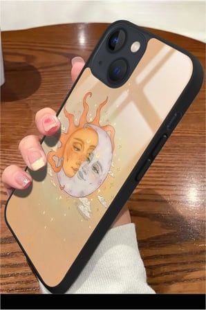 Apple iPhone 14 Plus Uyumlu Darbeye Dayanıklı Güneş Tasarımlı Parlak Silikon Kılıf