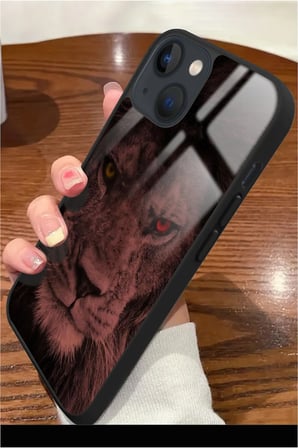 Apple iPhone 14 Plus Uyumlu Darbeye Dayanıklı Aslan Tasarımlı Parlak Silikon Kılıf