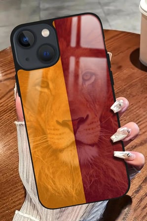 Apple iPhone 14 Plus Uyumlu Darbeye Dayanıklı Aslan Tasarımlı Parlak Silikon Kılıf