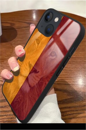 Apple iPhone 14 Plus Uyumlu Darbeye Dayanıklı Aslan Tasarımlı Parlak Silikon Kılıf