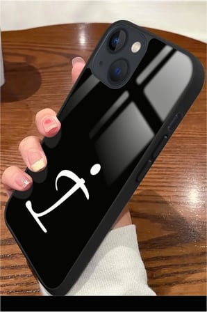 Apple iPhone 14 Plus Uyumlu Darbeye Dayanıklı İ Harfi Yazılı Parlak Silikon Kılıf