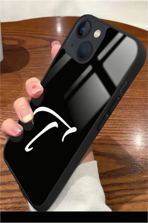 Apple iPhone 14 Plus Uyumlu Darbeye Dayanıklı T Harfi Yazılı Parlak Silikon Kılıf