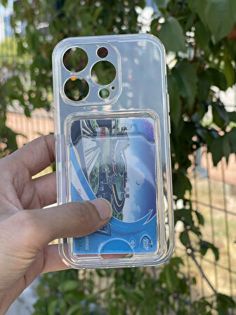 Apple iPhone 14 Pro Kılıf Şeffaf Kartlıklı Silikon Azn-SetraKart