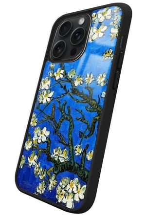 Apple iPhone 14 Pro Max Uyumlu Van Gogh Mavi Ağaç Tablo Tasarımlı Parlak Silikon Kılıf
