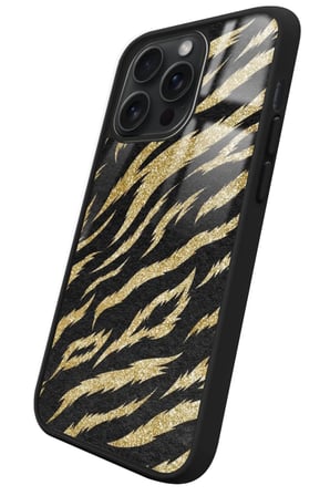 Apple iPhone 14 Pro Max Uyumlu Kahverengi Zebra  Tasarımlı Parlak Silikon Kılıf