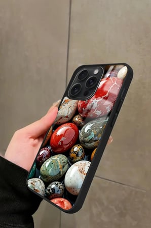 Apple iPhone 14 Pro Max Uyumlu Renkli Taş Tasarımlı Parlak Silikon Kılıf