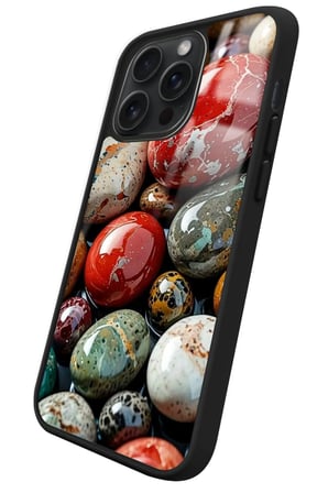 Apple iPhone 14 Pro Max Uyumlu Renkli Taş Tasarımlı Parlak Silikon Kılıf