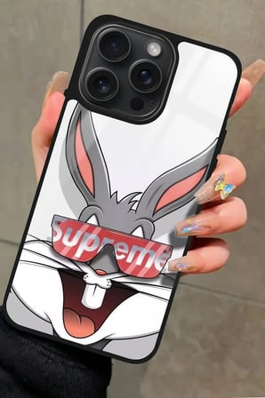Apple iPhone 14 Pro Max Uyumlu Bugs Bunny Tasarımlı Parlak Silikon Kılıf