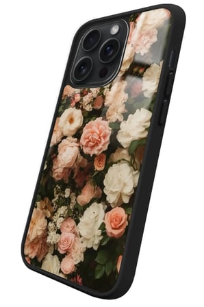Apple iPhone 14 Pro Max Uyumlu Karışık Çiçek Tasarımlı Parlak Silikon Kılıf