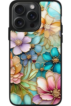 Apple iPhone 14 Pro Max Uyumlu Karışık Çiçek Tasarımlı Parlak Silikon Kılıf