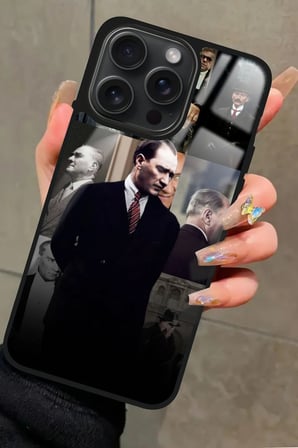 Apple iPhone 14 Pro Max Uyumlu Atatürk Poster Tasarımlı Parlak Silikon Kılıf