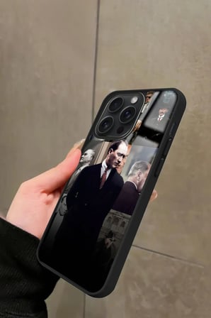 Apple iPhone 14 Pro Max Uyumlu Atatürk Poster Tasarımlı Parlak Silikon Kılıf