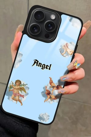 Apple iPhone 14 Pro Max Uyumlu Melek Tasarımlı Parlak Silikon Kılıf