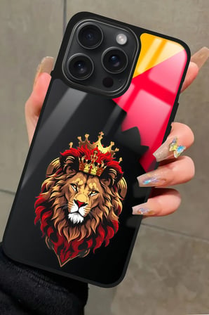 Apple iPhone 14 Pro Max Uyumlu Aslan Tasarımlı Parlak Silikon Kılıf
