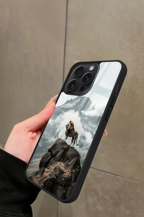 Apple iPhone 14 Pro Max Uyumlu Aslan Tasarımlı Parlak Silikon Kılıf