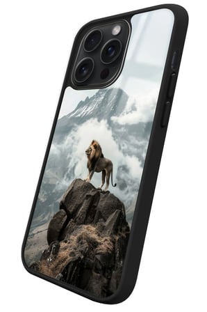 Apple iPhone 14 Pro Max Uyumlu Aslan Tasarımlı Parlak Silikon Kılıf