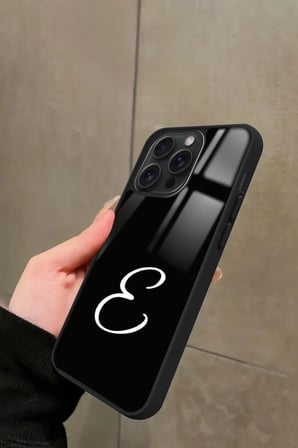 Apple iPhone 14 Pro Max Uyumlu E Harfi Yazılı Parlak Silikon Kılıf