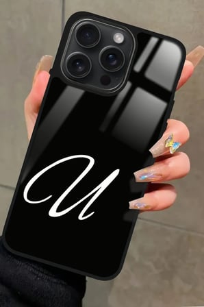 Apple iPhone 14 Pro Max Uyumlu U Harfi Yazılı Parlak Silikon Kılıf