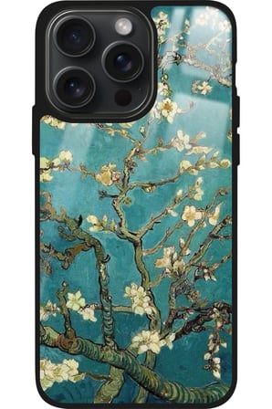 Apple iPhone 14 Pro Uyumlu Van Gogh Yeşil Ağaç Tablo Tasarımlı Parlak Silikon Kılıf