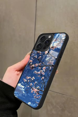Apple iPhone 14 Pro Uyumlu Van Gogh Mavi Ağaç Tablo Tasarımlı Parlak Silikon Kılıf