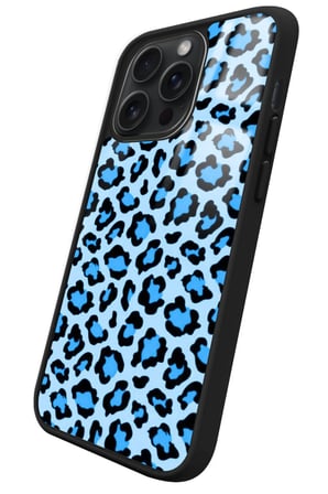 Apple iPhone 14 Pro Uyumlu Mavi Leopar  Tasarımlı Parlak Silikon Kılıf