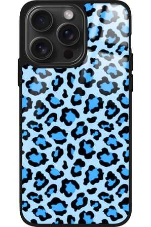 Apple iPhone 14 Pro Uyumlu Mavi Leopar  Tasarımlı Parlak Silikon Kılıf