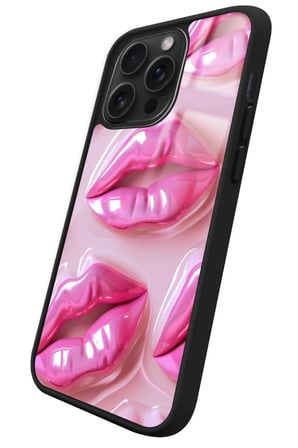 Apple iPhone 14 Pro Uyumlu Pembe Dudak Tasarımlı Parlak Silikon Kılıf