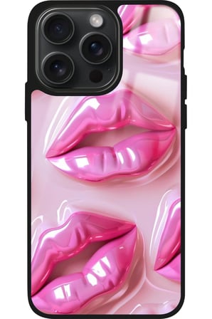 Apple iPhone 14 Pro Uyumlu Pembe Dudak Tasarımlı Parlak Silikon Kılıf