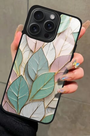 Apple iPhone 14 Pro Uyumlu Yaprak Tasarımlı Parlak Silikon Kılıf
