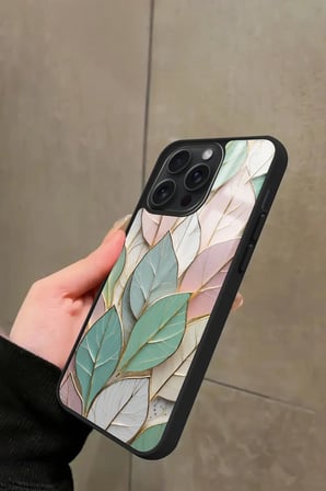 Apple iPhone 14 Pro Uyumlu Yaprak Tasarımlı Parlak Silikon Kılıf