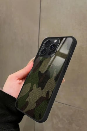 Apple iPhone 14 Pro Uyumlu Kamuflaj Tasarımlı Parlak Silikon Kılıf