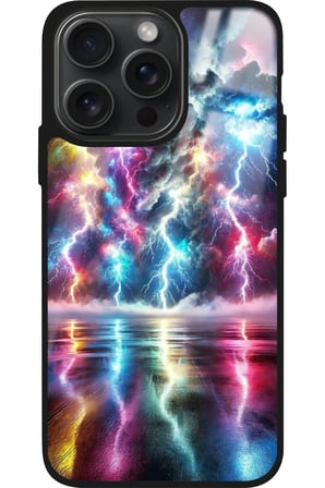 Apple iPhone 14 Pro Uyumlu Renkli Şimşek Tasarımlı Parlak Silikon Kılıf