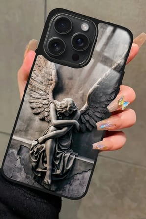 Apple iPhone 14 Pro Uyumlu Melek Tasarımlı Parlak Silikon Kılıf