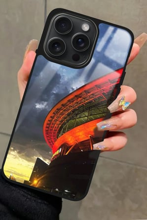 Apple iPhone 14 Pro Uyumlu Stadyum Tasarımlı Parlak Silikon Kılıf