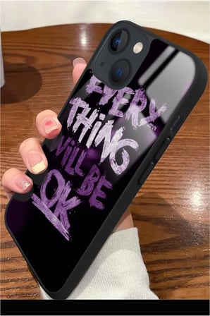 Apple iPhone 15 Plus Uyumlu Darbeye Dayanıklı Will Be Ok Yazılı Parlak Silikon Kılıf