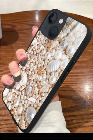 Apple iPhone 15 Plus Uyumlu Darbeye Dayanıklı İnci Tasarımlı Parlak Silikon Kılıf