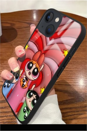 Apple iPhone 15 Plus Uyumlu Darbeye Dayanıklı Powerpuff Girls Tasarımlı Parlak Silikon Kılıf